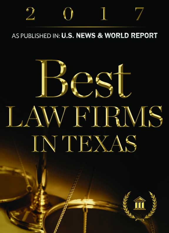 Picture of award given to Michael Pezzulli that reads: Best Law Firms in Texas as published in U.S. News and World Report