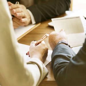 couple meeting with lawyer