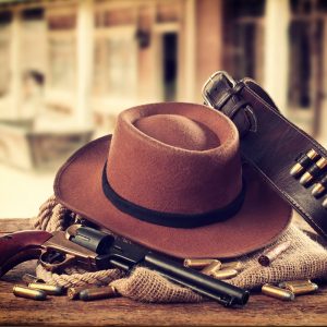 cowboy hat and gun