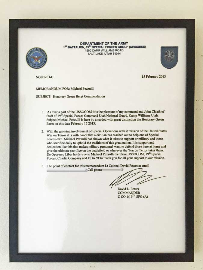 Green Beret Award Letter